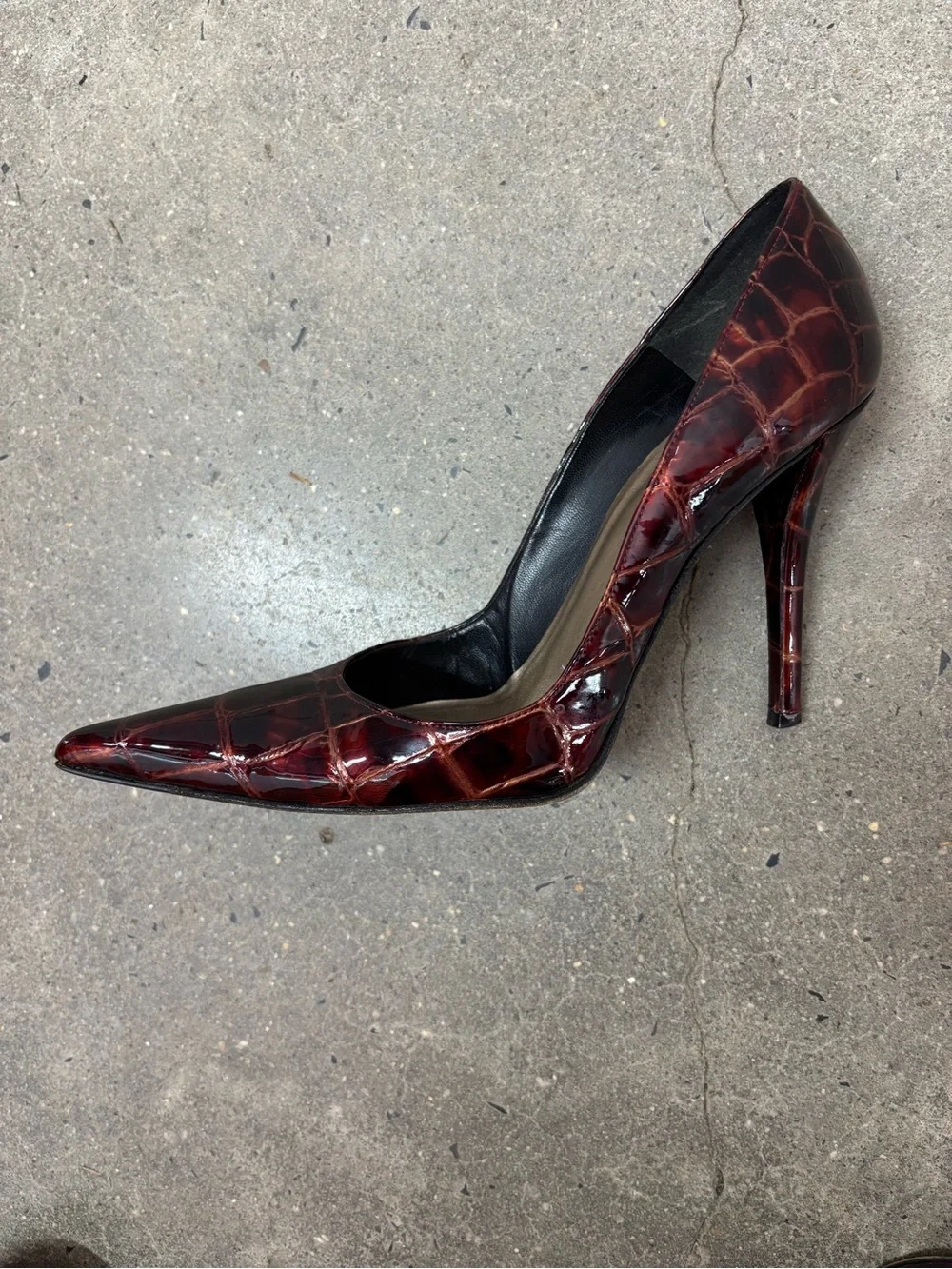 St. John Croc Patent Pointed-Toe Stiletto Pumps